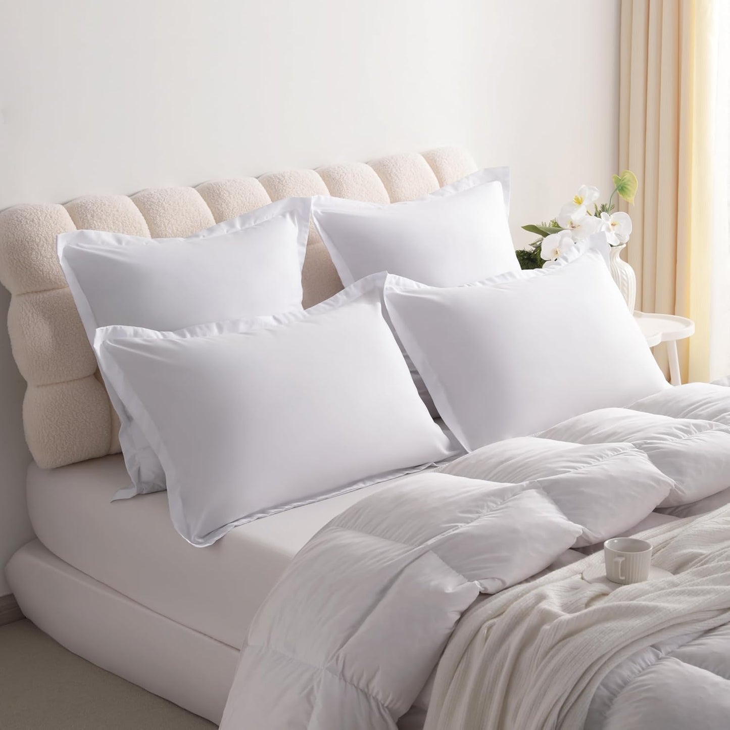 NTBAY King Pillow Shams - Super Soft Brushed Microfiber 20x36 Sham Covers | Wrinkle, Fade, Stain Resistant, White - 2 Pack