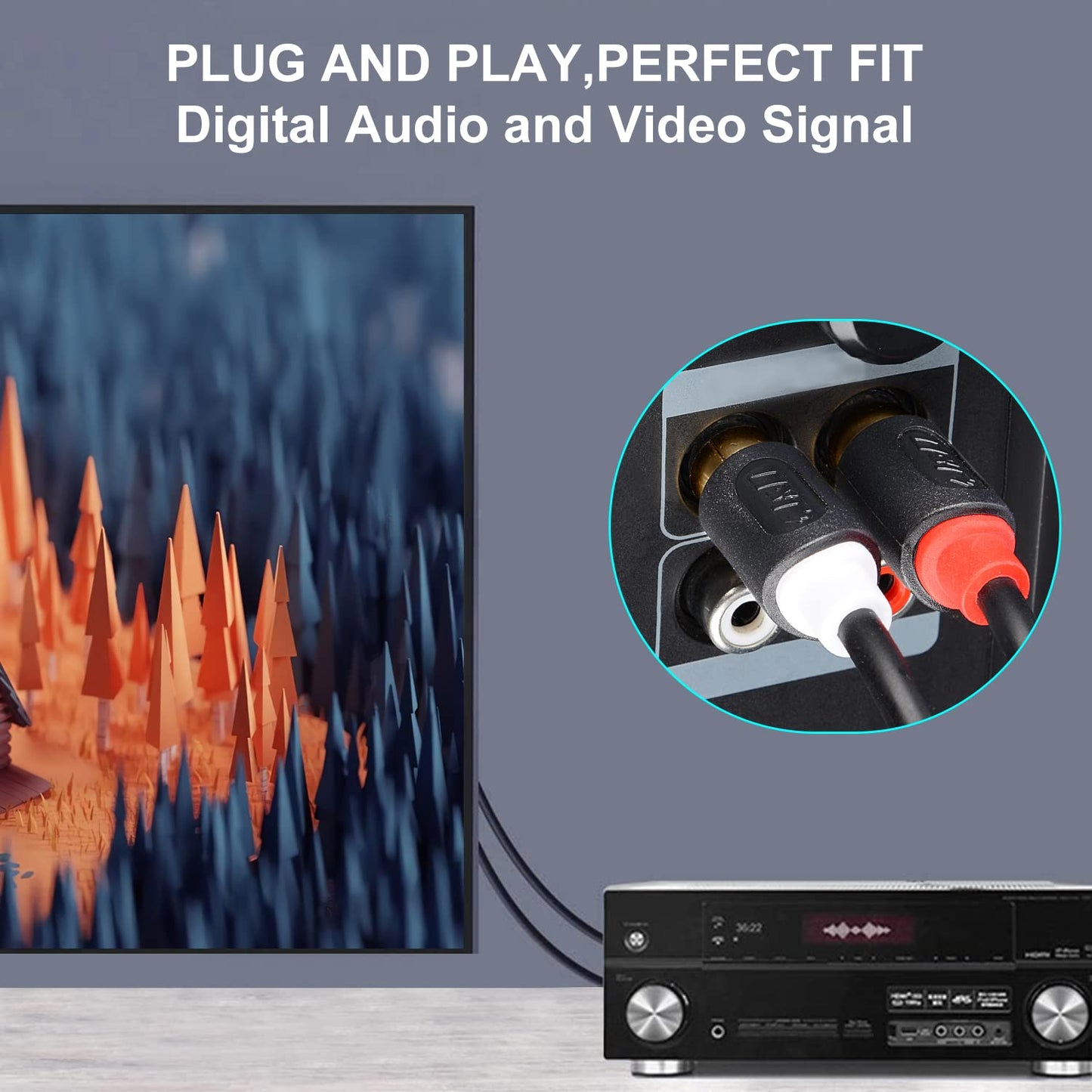 1/4 inch 2 6.35 mm 2 6 J&D Dual TS to Dual RCA Stereo Audio Interconnect Cable, Gold Plated Audiowave Series x Male TS