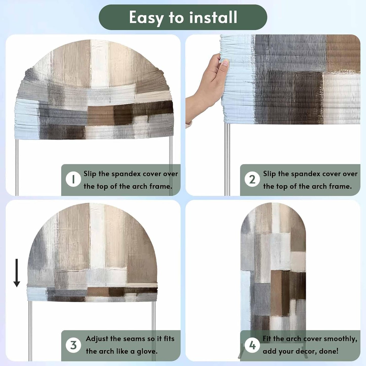 Jnbasdffb 6.6 Grey Brown Color Blocks Wedding Arch Cover, Stretchy Spandex Arch Backdrop Stand Covers FT, Abstract Oil