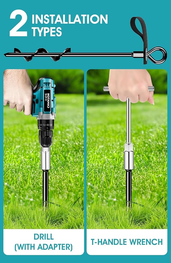 Trampoline Anchors Set of 4 - Heavy Duty Trampoline Stakes - Ground Anchors Resistant High Wind - Ground Stakes Heavy Duty with Straps
