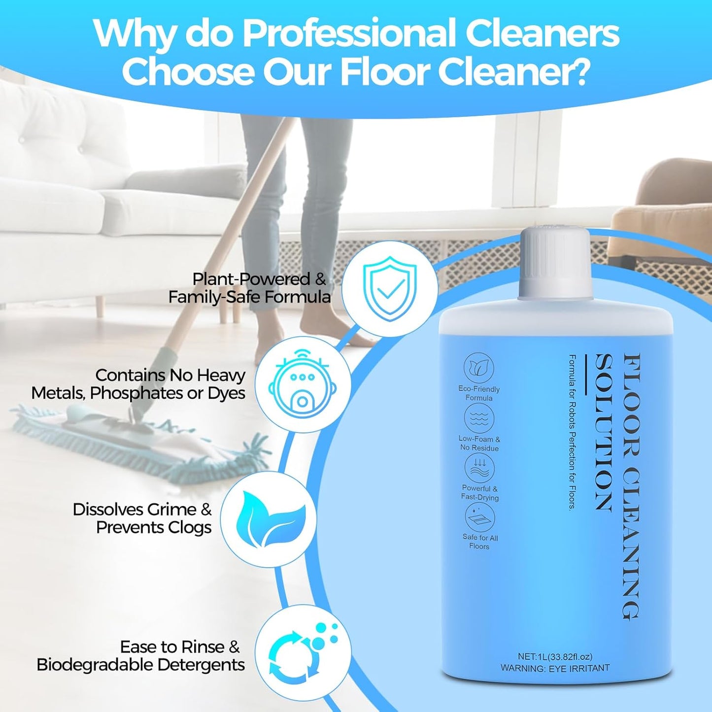 Skiennix Floor Cleaning Solution - Versatile Cleaner for Hardwood, Tile & Laminate Floors | 1L (33.8 Fl. Oz)