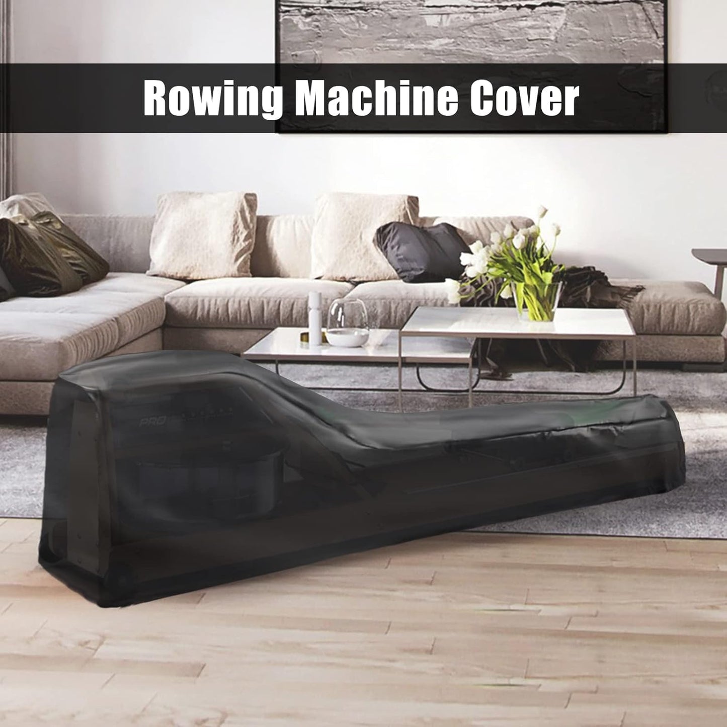 Andacar Rowing Machine Cover, Rower Outdoor Cover for Concept 2 Rowing Machine Waterproof Row Machine Cover for Hydrow Rowing Machine, Dustproof Fitness Equipment Protective Cover (75" L×20" W×27" H)