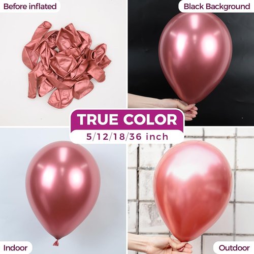 Bezente Metallic Red Latex Party Balloons - 100 Pack | 12-Inch Chrome Red Helium Balloons for Celebrations