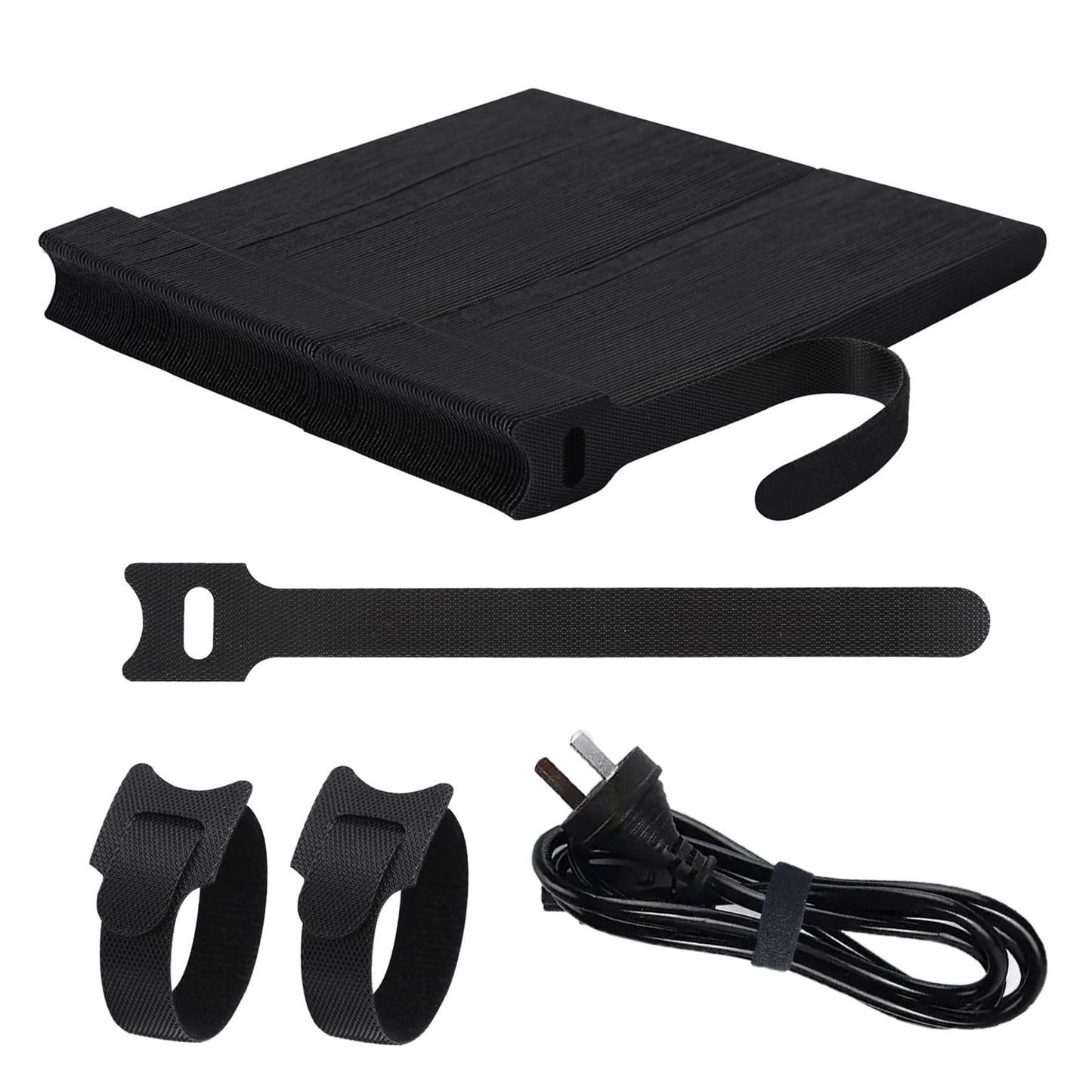 NIOPELO 100PCS Hook and Loop Straps - 6 Inch Reusable Cable Ties for Cable Management, Adjustable Cord Organizer Hook & Loop Straps for Home, Office and Data Centers, Black