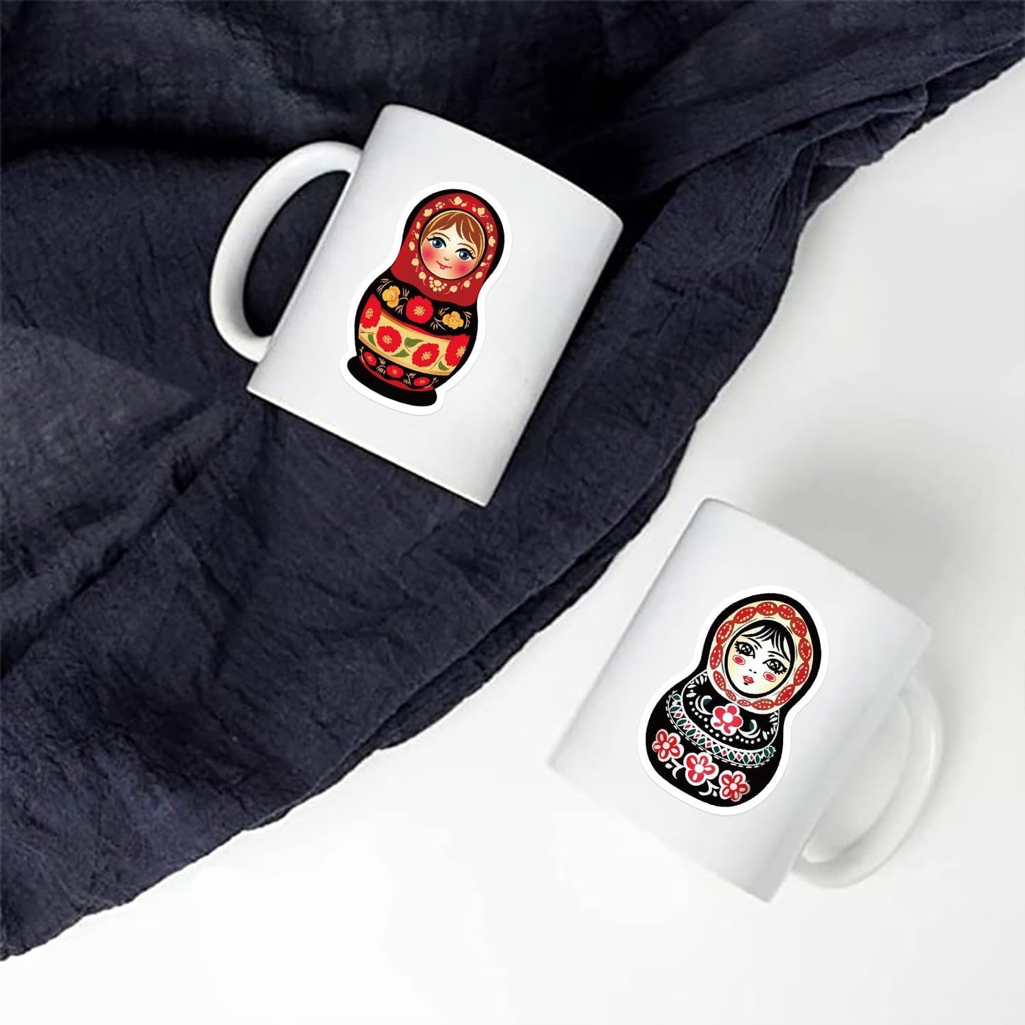 Aigemumy 50 PCS Russian Nesting Dolls Stickers Matryoshka Sticker Rerto Vinyl Decal for Journaling Laptop Scrapbook