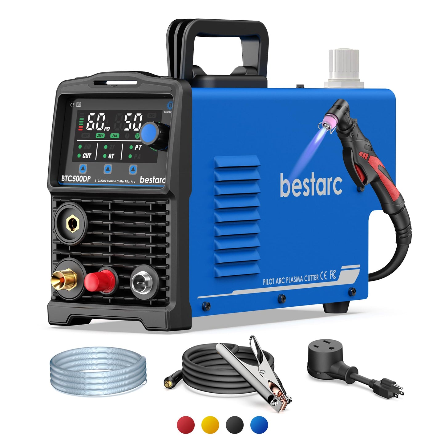 bestarc Pilot Arc Plasma Cutter, [Large LED Display][Air Sensor] 50A Plasma Cutter Machine 110/220V Dual Voltage, 1/2'' Clean Cut 3/4 Inch Max Cut, Post Flow Mesh, 2T/4T for Beginners DIY