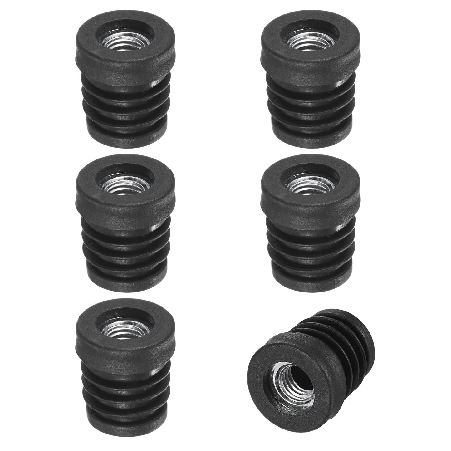 M METERXITY 6-Pack Inserts for Round Tubes with M8 Thread, 3/4" (19mm) OD Plastic Tube Insert for Chair/Table/Caster, Tubing End Cap Floor Protectors Metal Furniture Legs Glide Plug