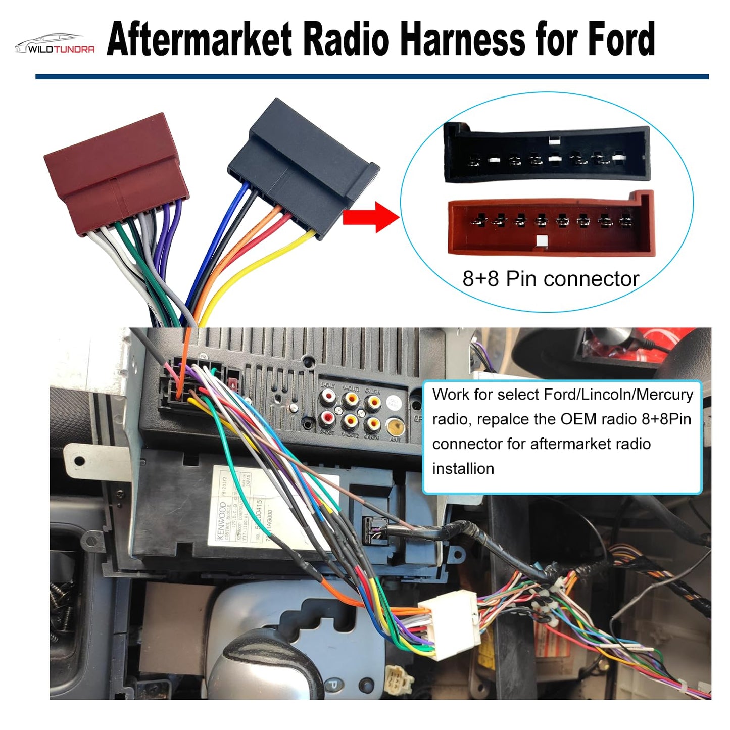 16Pin 1985-2004, 8Pin+8Pin 1986-1995 1986-2002 Aftermarket Stereo Wiring Harness for Ford Android Car Stereo Harness
