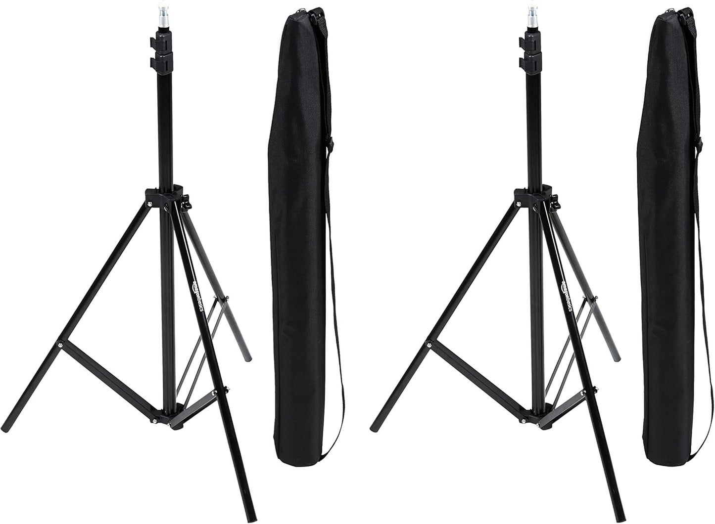 Amazon Basics 2.8-6.7 Pack 2, Portable Aluminum Photography Light Stand Tripod with Case, Adjustable Feet, of Black