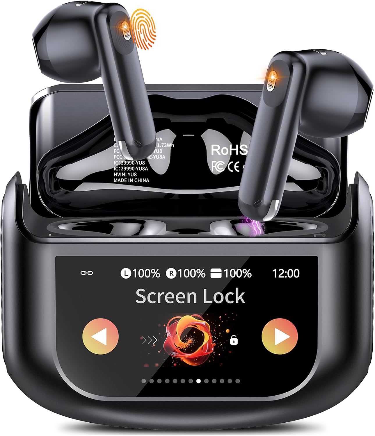 5.4 48H Mic/5 IPX7 Wireless Earbuds, Bluetooth Headphones with Multifunctional Touch Screen, Hi-Fi Stereo Ear Buds