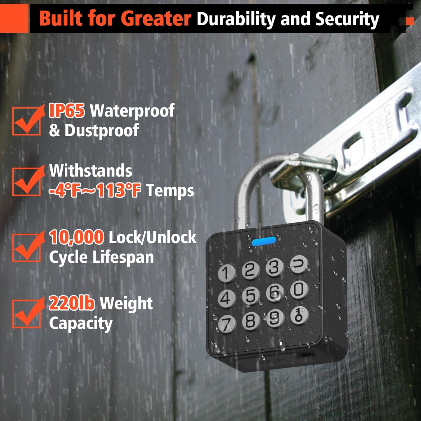 Eseesmart Fingerprint Locker Lock with Code, Combination Padlock Smart Fingerprint Biometric Keyless Combo Lock Waterproof for Outdoor Fence Gate Shed Gym School Locker Storage