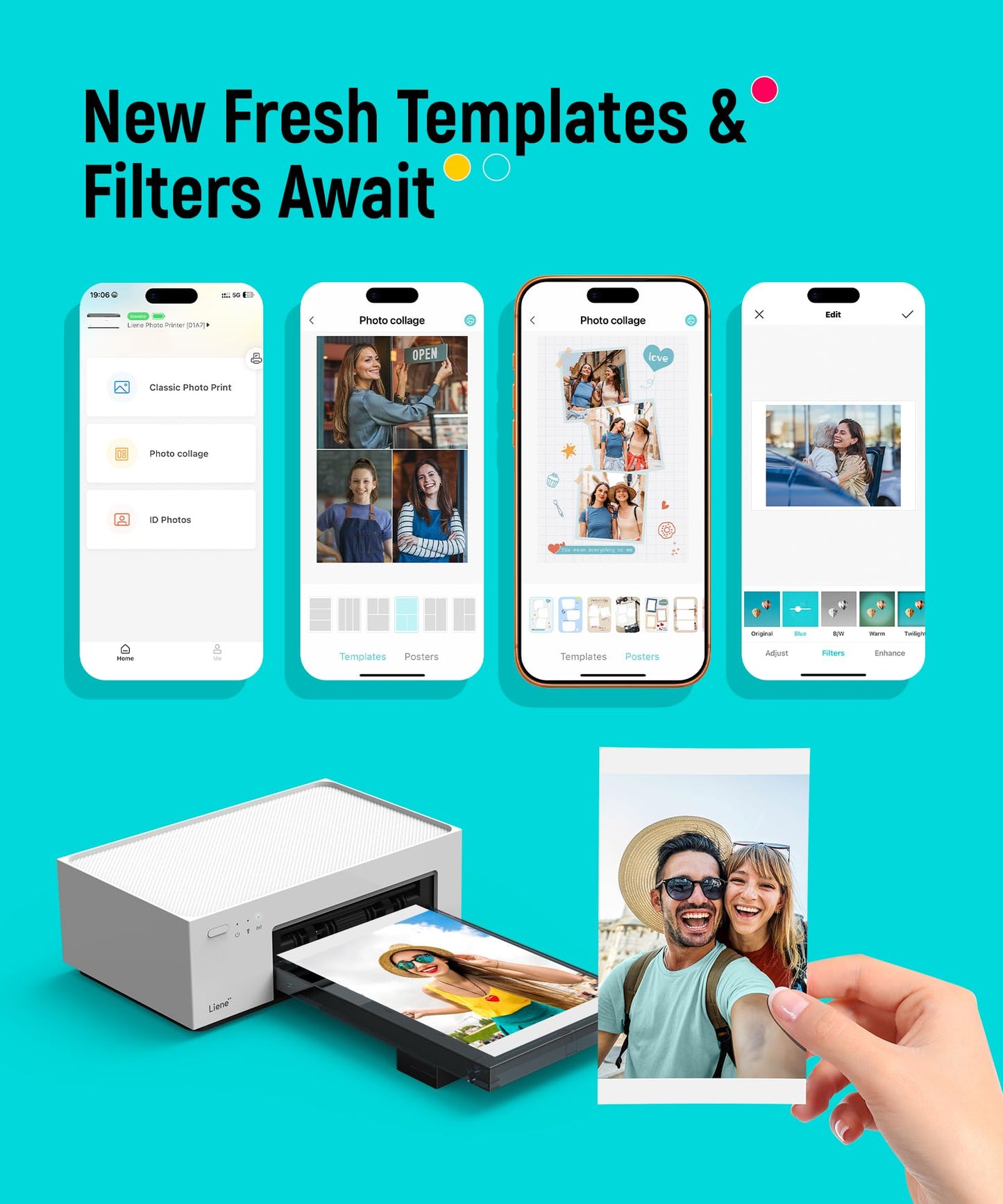 Liene M100 4x6'' Photo Printer, Wi-Fi Picture Printer, 20 Sheets, Full-Color Photo, Instant Phone Printer for iPhone, Android, Smartphone, Thermal Dye Sublimation, Portable Photo Printer for Home Use