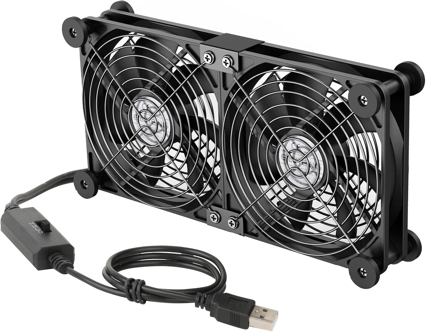 ELUTENG 140mm 3 12V Dual AC USB Computer Fan USB Fans for Cooling Speed Control Computer Fan with AC Plug for Laptop