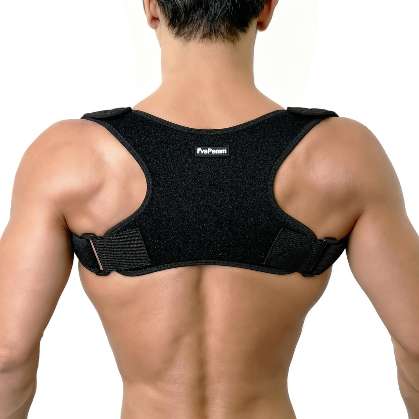 FvaPemm Posture Corrector for Women Men, Copper Upper Back Brace, Back Straightener Support Correcting Hunchback and Bad Posture, Back Pain Relief for Neck, Shoulder, Clavicle, Black, L/XL