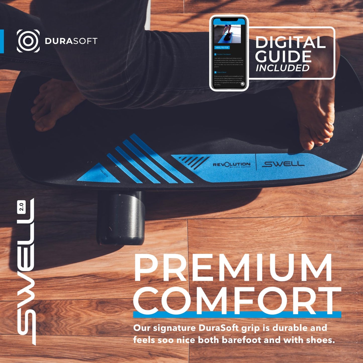 Revbalance Swell 2.0 - Surf & Paddle Balance Board Trainer (Midnight - Black)