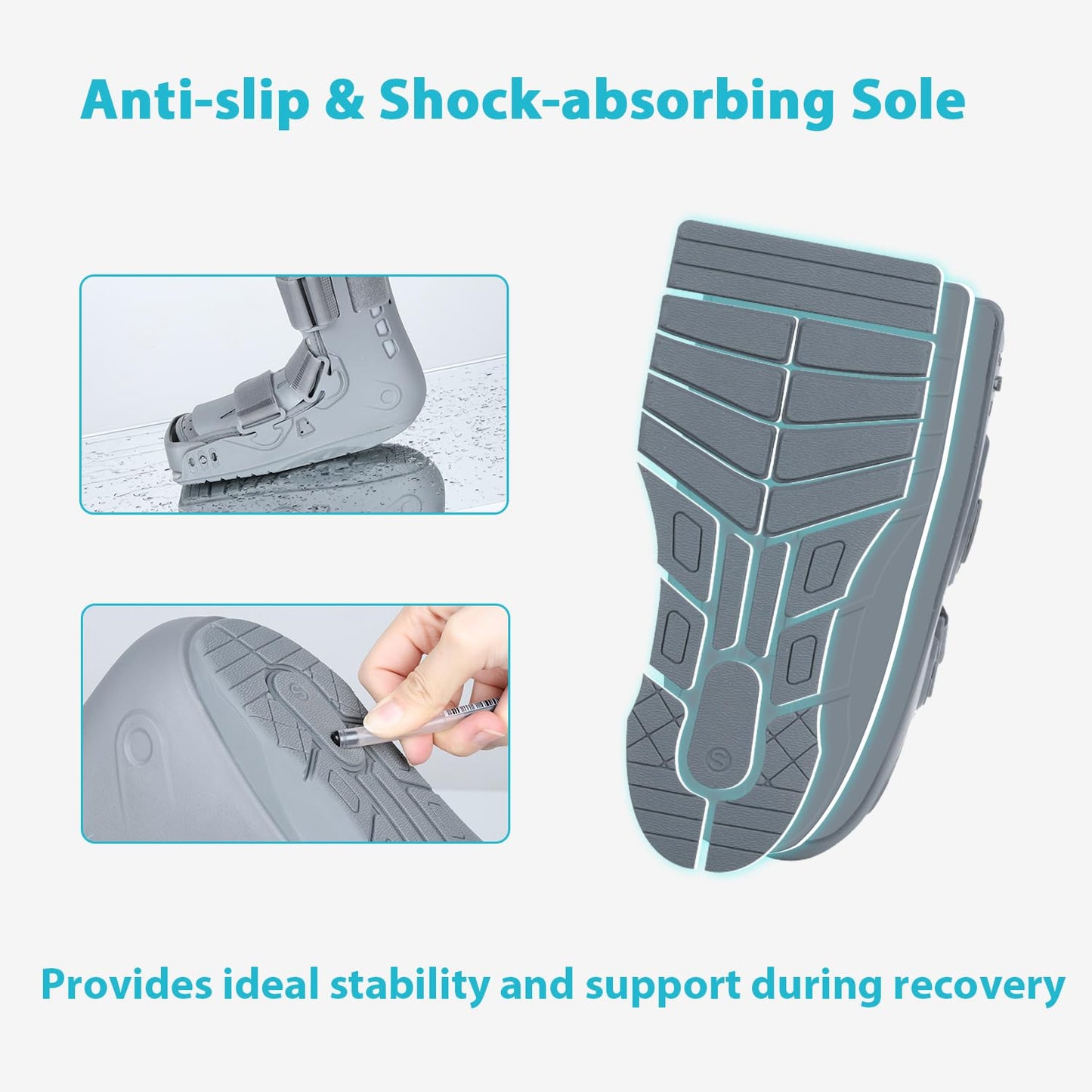 KD Walking Boot: Short Air Walker Boot for Foot and Ankle Fracture Recovery - Protective Support for Broken Foot, Sprains, and Injuries (Large)