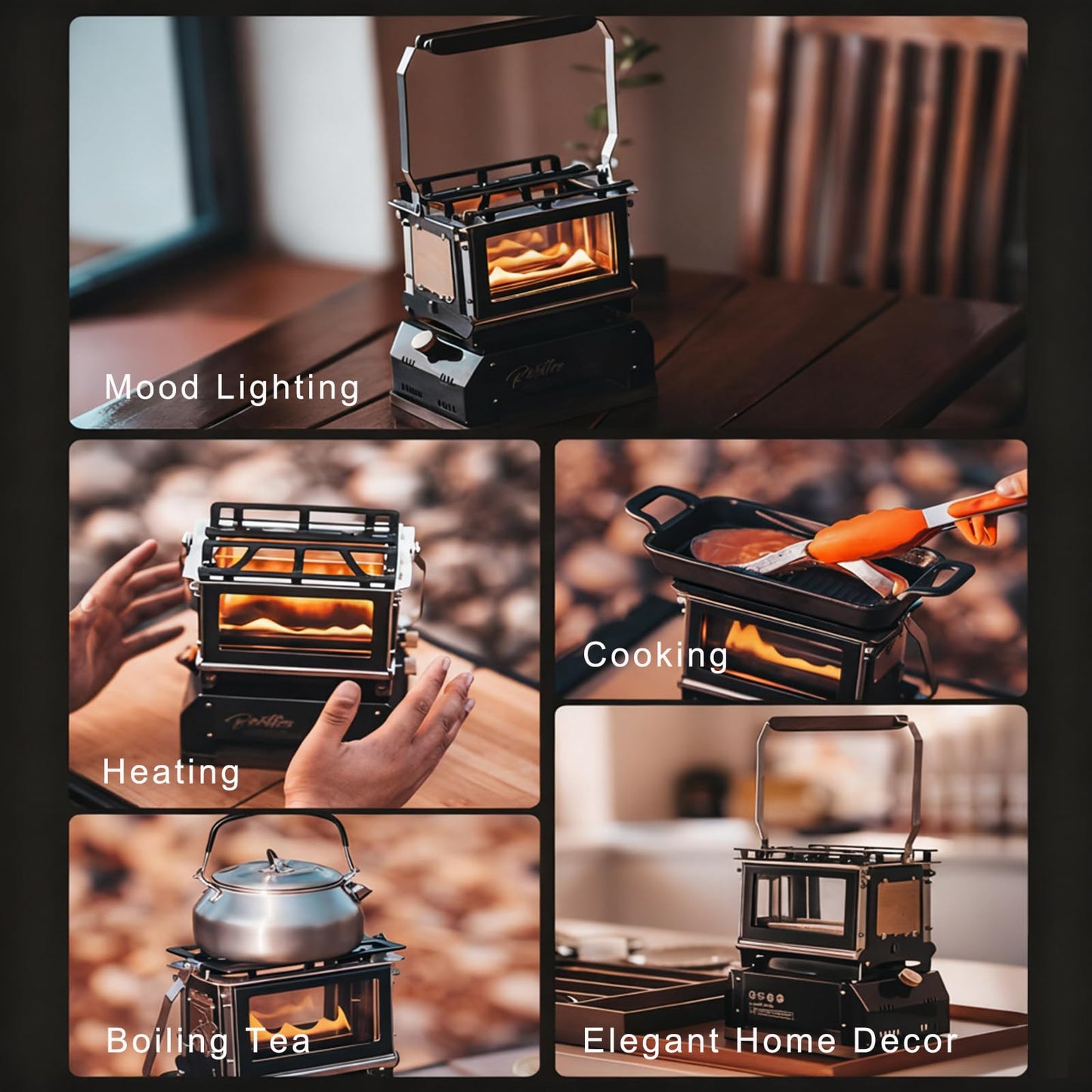 BLACKSOLID JKC 2-in-1 Oil Lantern & Kerosene Stove, 304 Stainless Steel Hurricane Lamp with 2-Sided Flame View & 350ml Tank, Up to 7-Hour Burn, for Camping, Off-Grid & Emergency