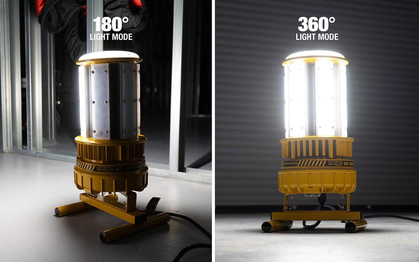Prolight 111508 360° Industrial LED Work Light Kit, Includes Floor Stand, Tripod Mount, Hook and Two Earth Magnets, 15,000 Lumens, 120 Watts, One Size, Yellow