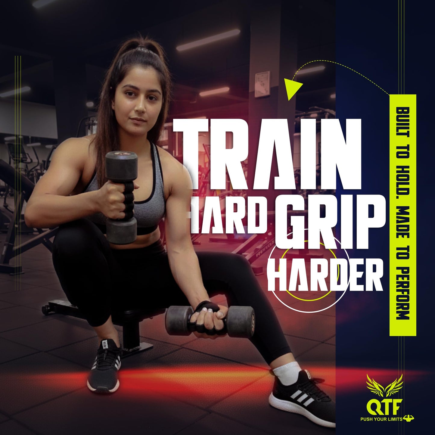 QTF Lifting Grips for Weightlifting Rubber Gloves Gym Palm Protector Grip Pads Replacement of Workout Gloves for Men & Women - Pads for Gym Weightlifting, & Pull Ups (Black/White)