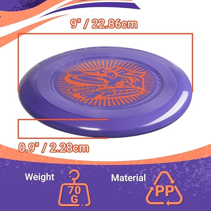 Wham-O Frisbee Go Flying Disc, 9 Inch Lightweight Sports Disc for Beginners Outdoor Beach Backyard Lawn Park Camping Family Activity Game - 70g