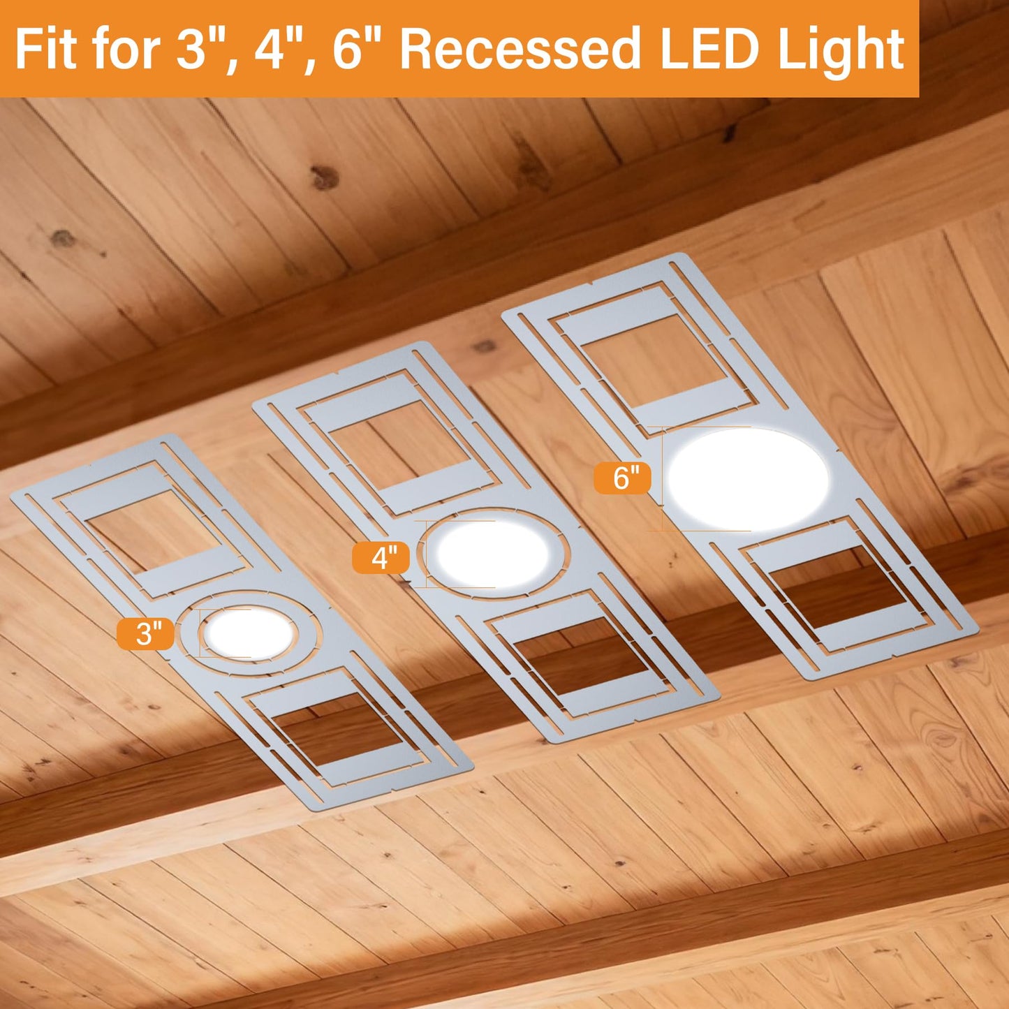 Neoaider 48 Pack New Construction Mounting Plate for 3/4/6 inch Recessed LED Light, Galvanized Steel Rough-in Wafer Light Bracket w/Symmetric Round Holes, LED Recessed Lighting Housing Plate