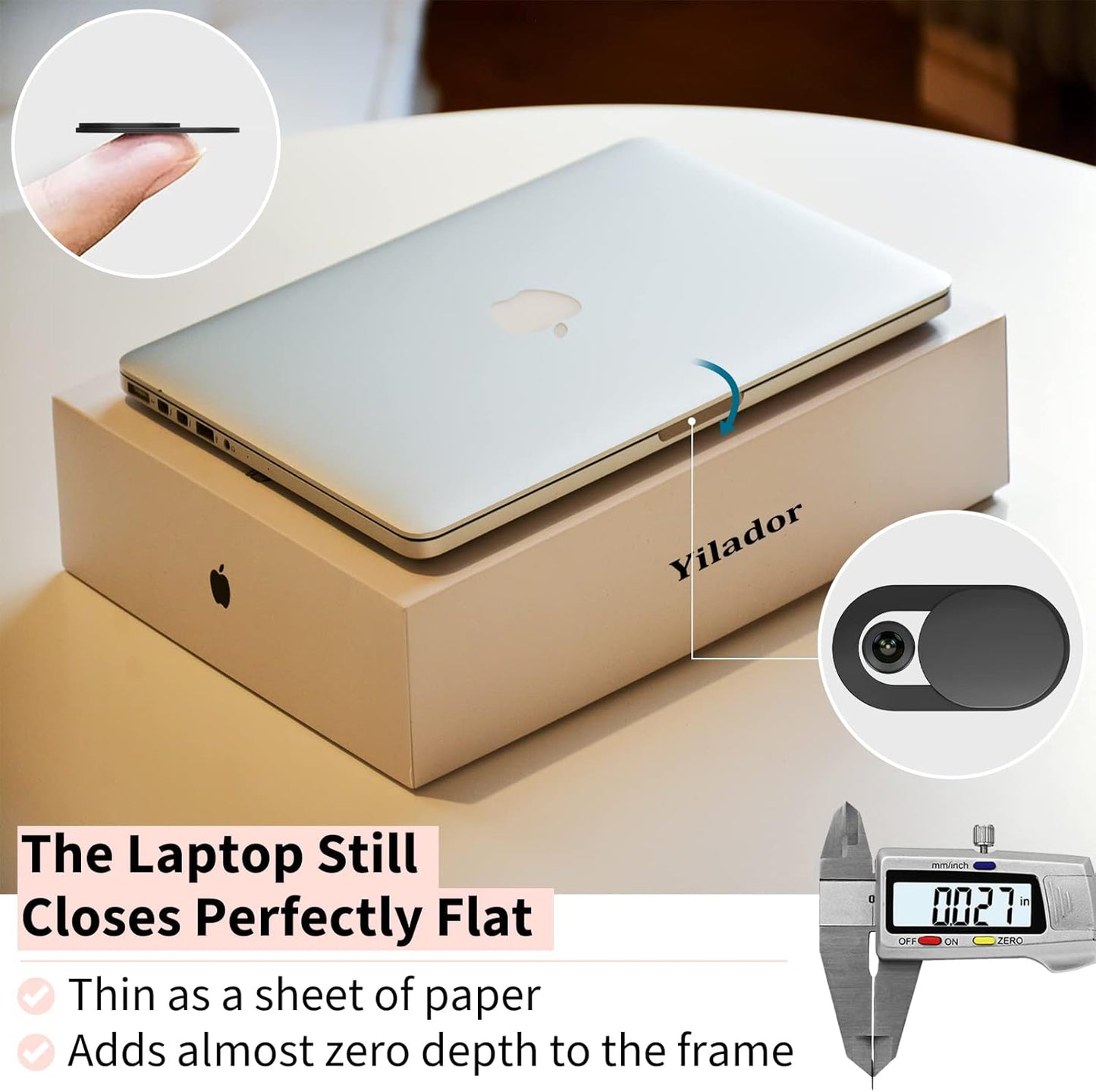 Yilador (3 Pack), 0.03 inch Webcam Cover Ultra Thin Laptop Camera Cover Slide for iPhone iPad MacBook Pro Computer iMac