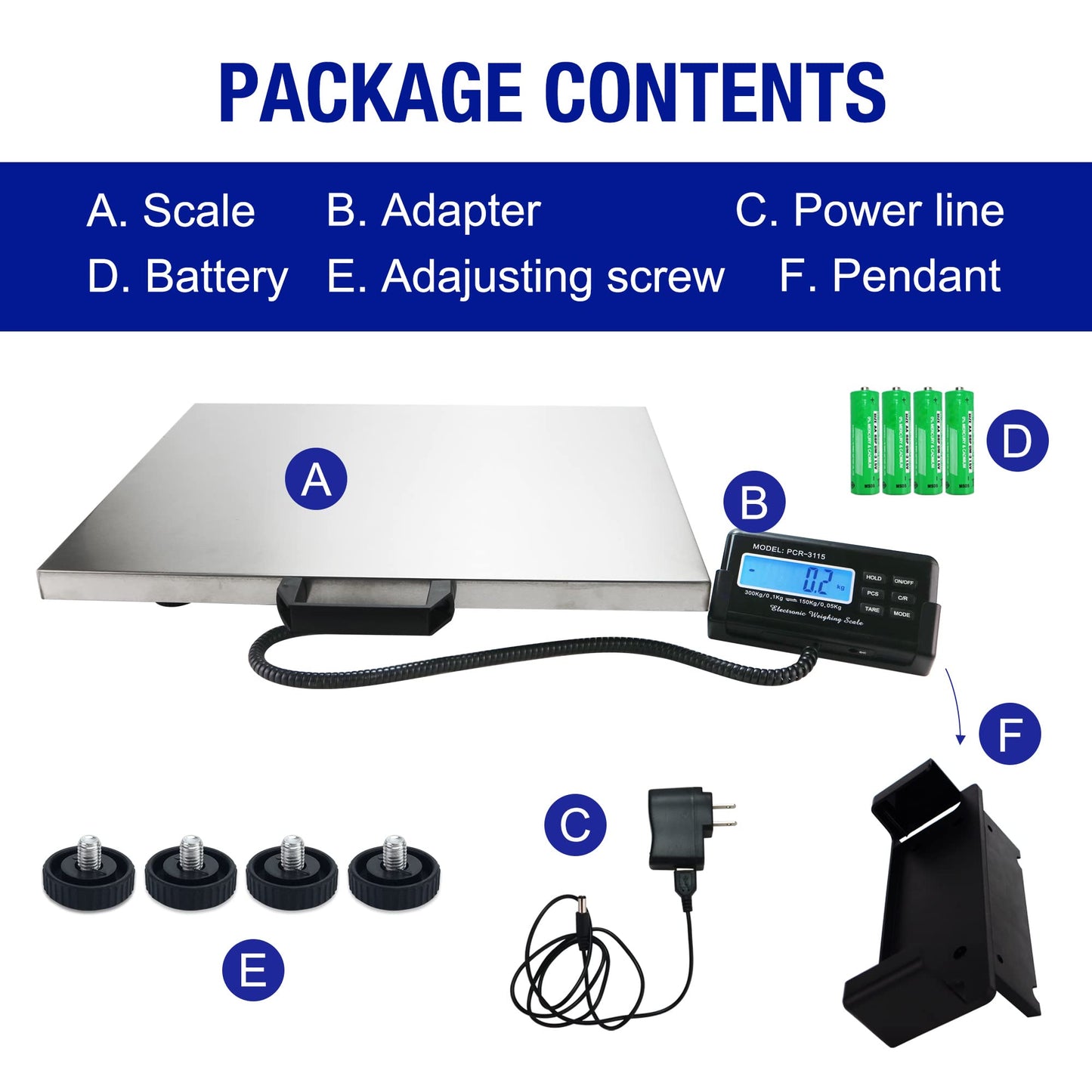Charmline 660lbs x 0.1lbs High Accuracy Digital Postal Scale, Pet Vet Scale with 17x21in Large Stainless Steel Platform, Heavy Duty Scale for Packages/Dog/Postage/Luggage, Battery&AC Adapter Powered