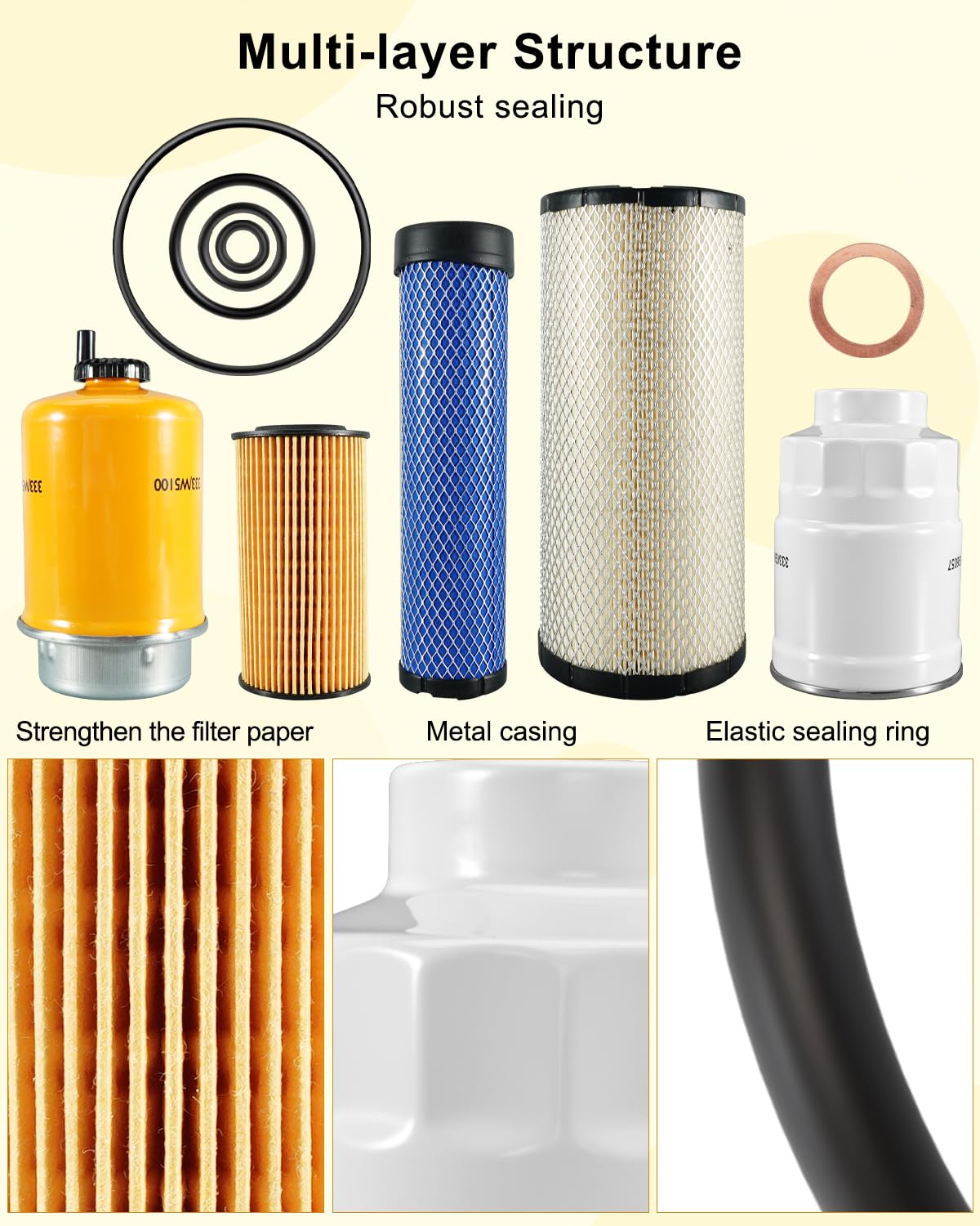 Filter Kit Fit for JCB Excavator 100C-1 100C-2 210 210T 215 8085ZTS 85ZOPTIMUM 86C-1 TM220 Replace 333/G6057 334/V6243 333/W5100 32/919001 32/919002