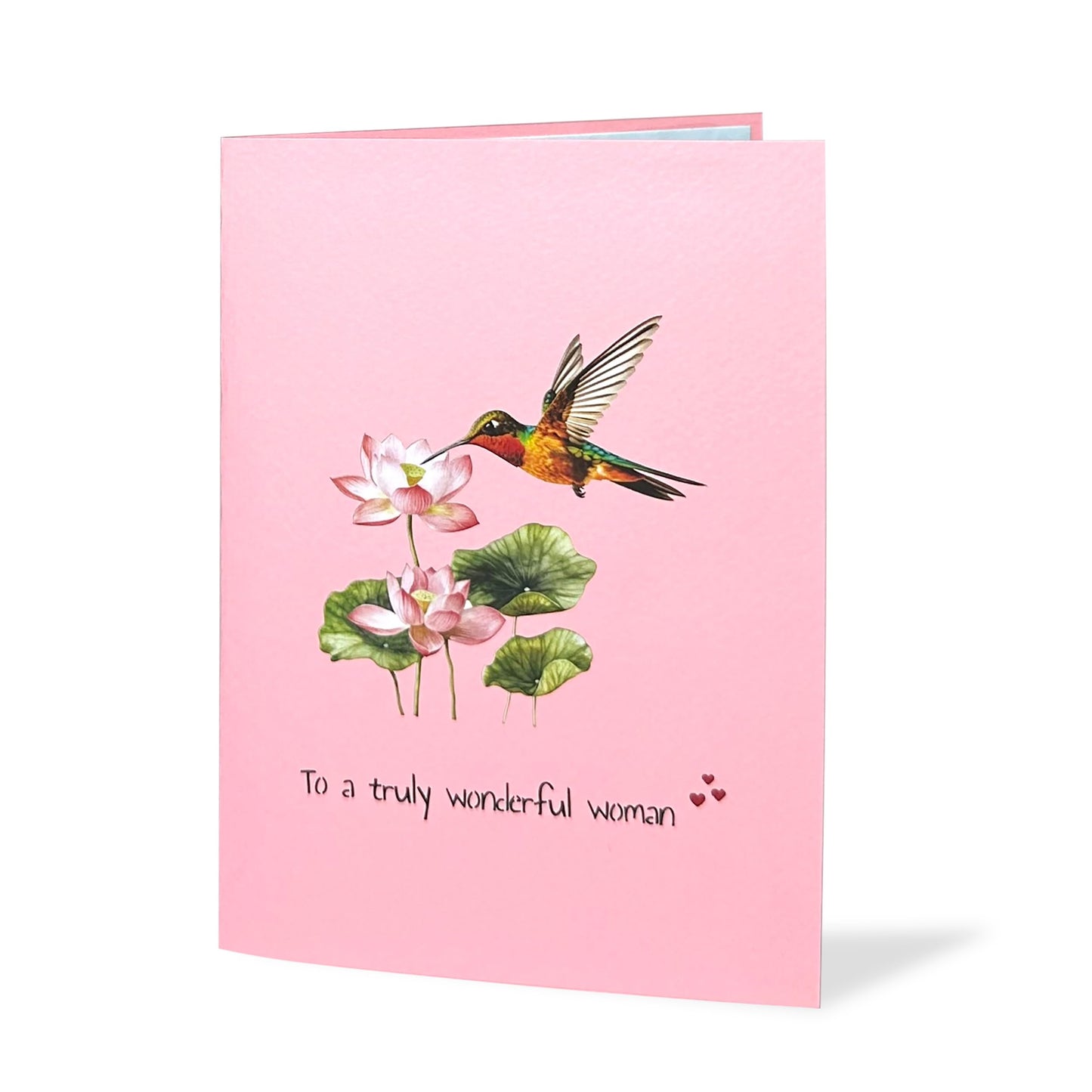 Pop Up Birthday Cards for Women, Hummingbird 3D Birthday Card, Beautiful Hummingbird and Lotus with Koi Fish Design, Pop Up Cards All Occasion for Mother, Mom, Her, Granmother and Daughter, Mothers Day Card