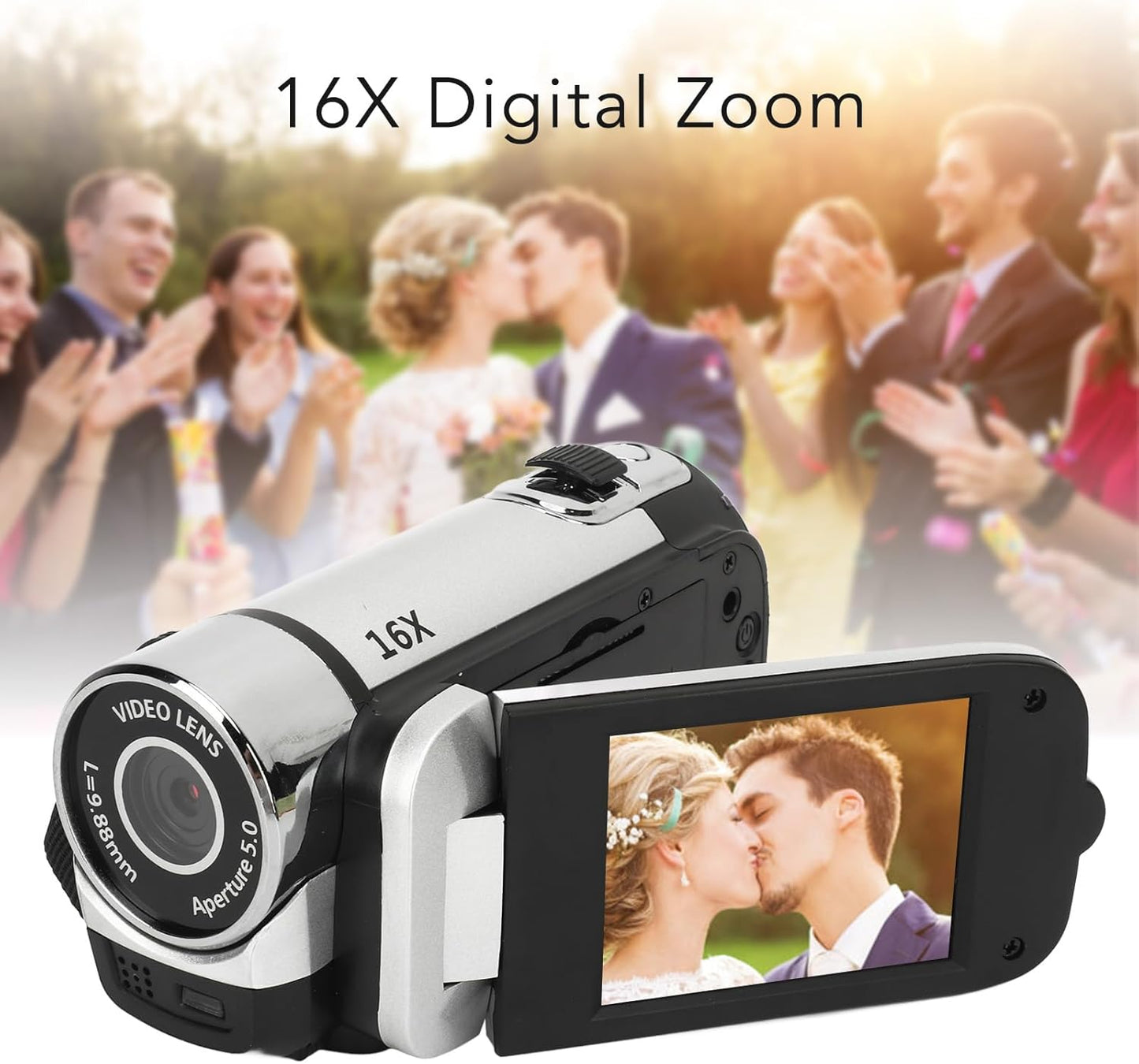 Zopsc 1080P, 16MP, 16X 2.4 Inch Digital Video Camera, Zoom, Rotatable Screen, Fill Light, Camcorder for Vlogging
