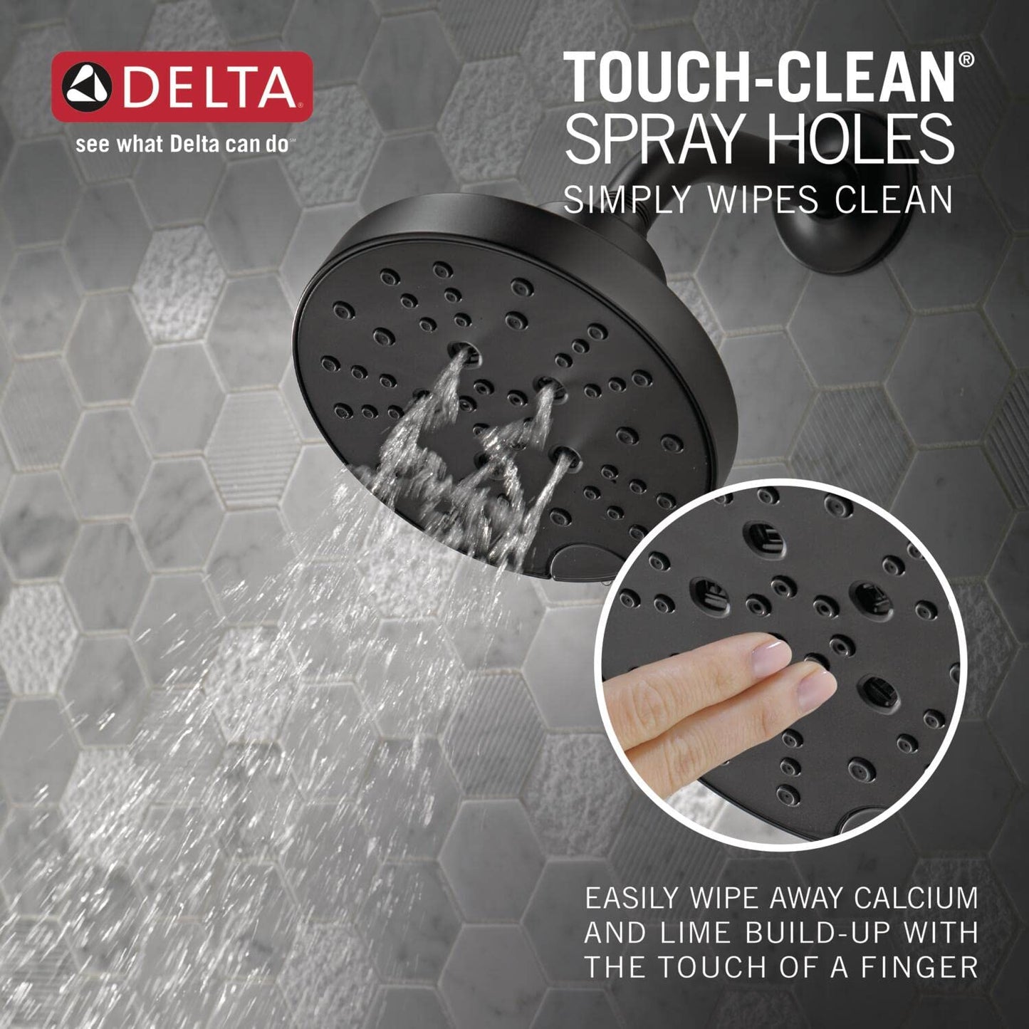 Delta Faucet Galeon Single Handle Matte Black Shower Faucet with H2Okinetic Shower Head, Black Shower Faucet Set, Matte Black Shower Trim Kit, Matte Black T14272-BL (Valve Not Included)