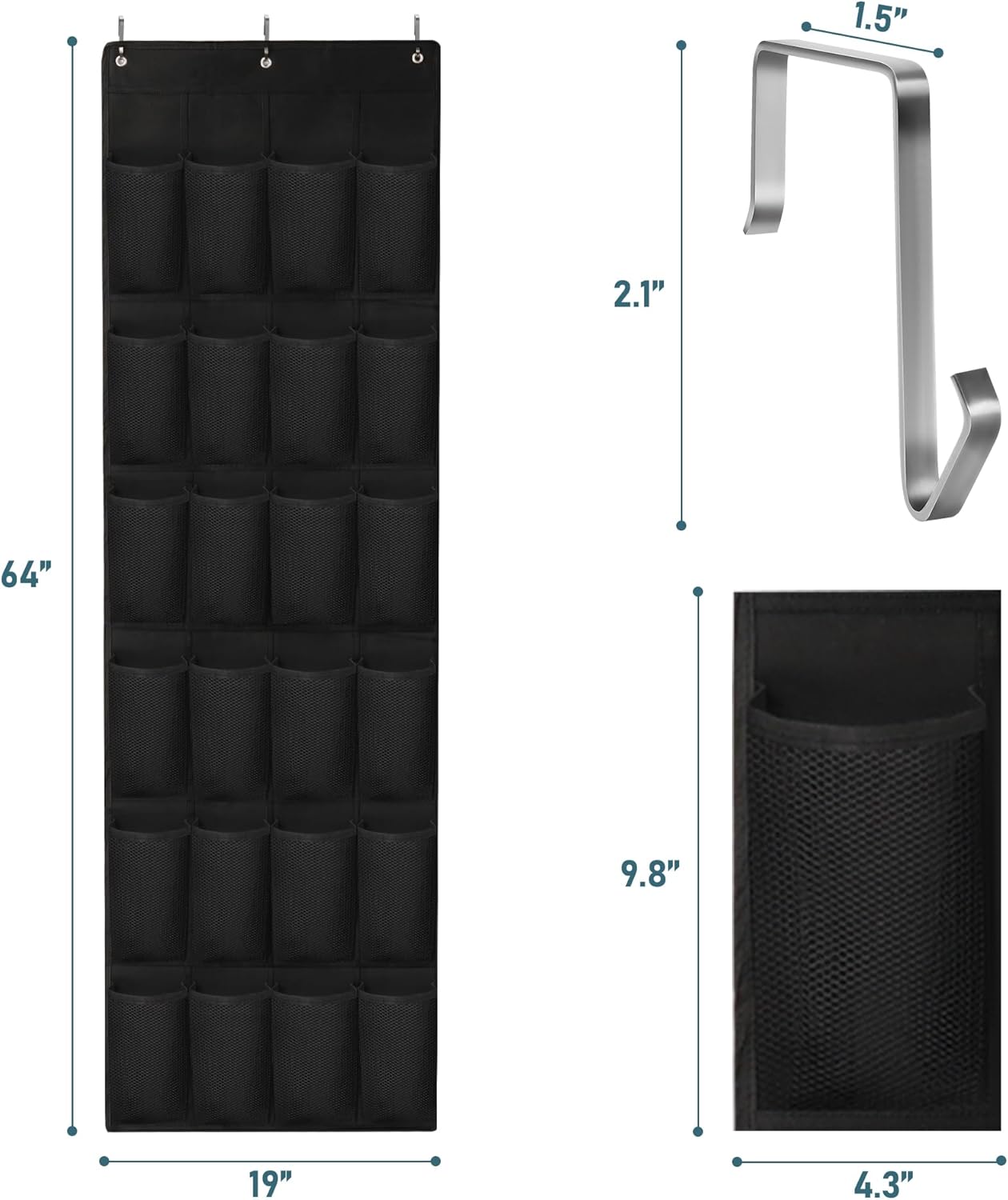 Skiennix Over The Door Shoe Organizer - 24 Large Pockets for Enhanced Closet Storage Solutions