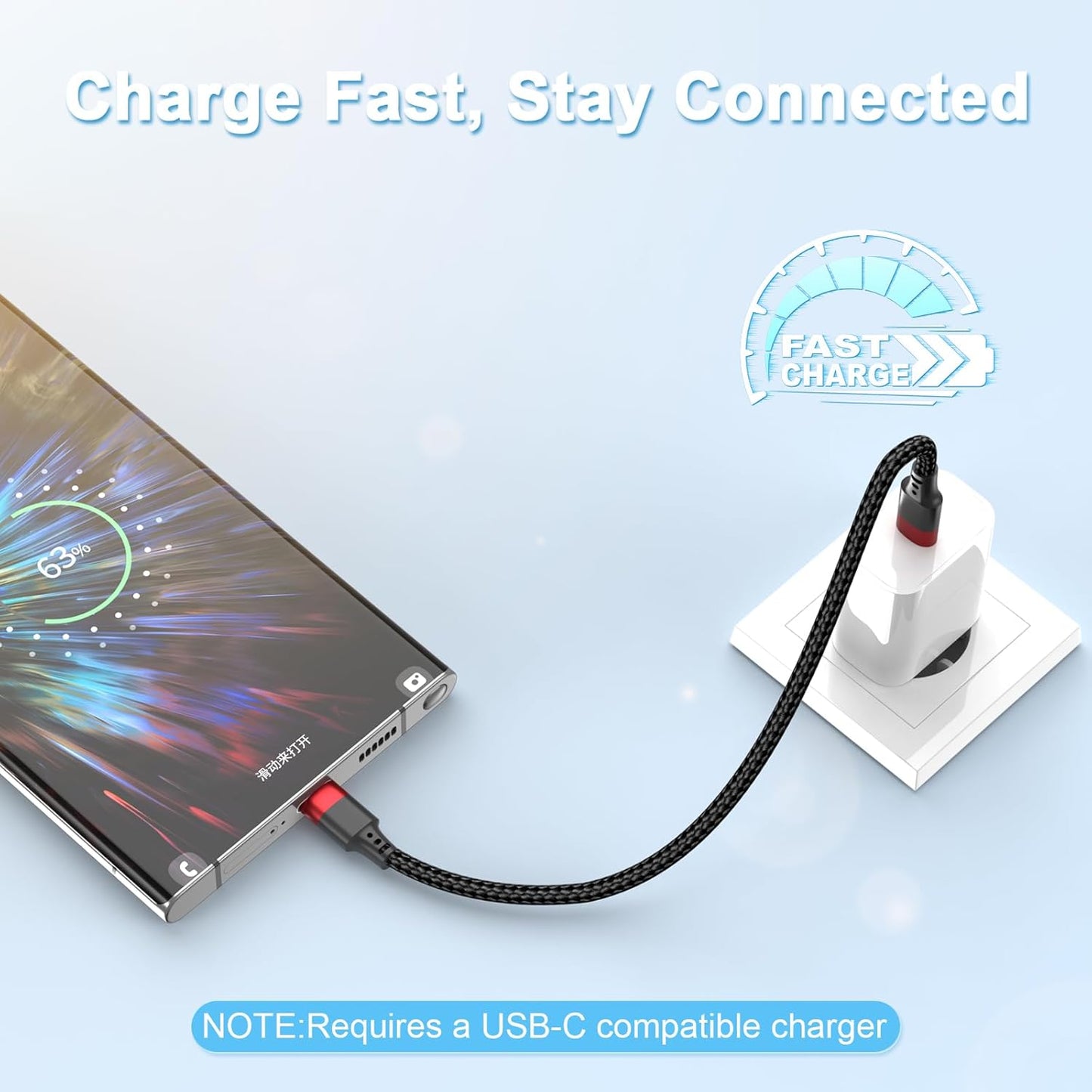 Vienceen 6 Inch 3 Pack 0.5 16/16 Pro/15/15 S24/S23/S21/Z Fold5/Z Flip5, G8, USB C to USB C Cable , Short Fast Charging