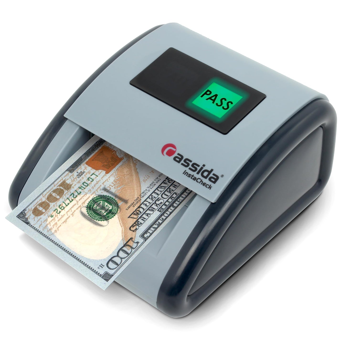 Cassida InstaCheck Small Footprint, Easy to Read Automatic Counterfeit Detector with Infrared, Magnetic and Ultraviolet Sensors, Compact and Lightweight Grey 11-3/4" x 9-1/2 (Pass/Fail)