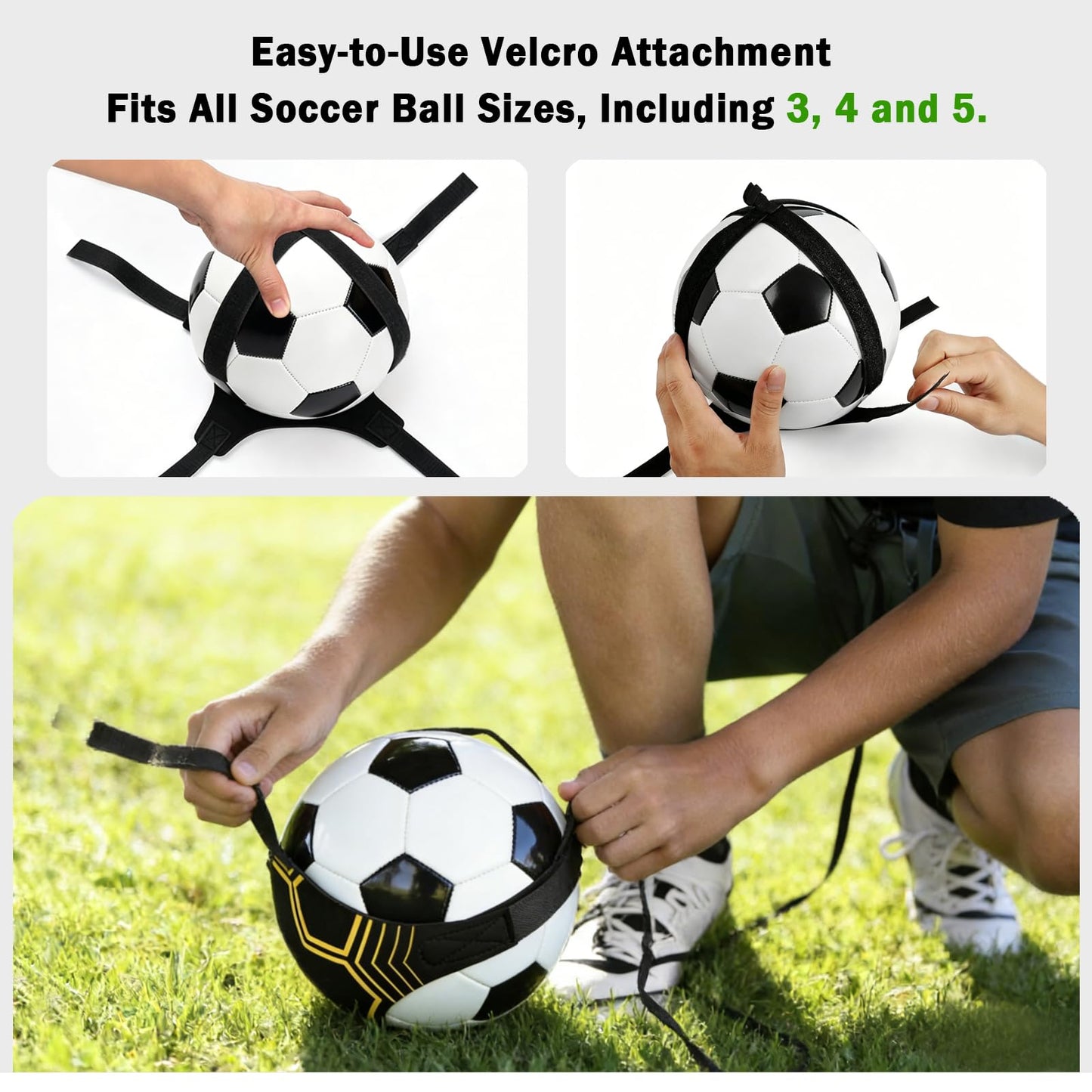 Vomitawy Soccer Kick Trainer with Adjustable Waist Belt, Solo Soccer Training Equipment for Kids and Adults, Kick Back Practice for Dribbling Passing Shooting, Fits Ball Sizes 3 4 5