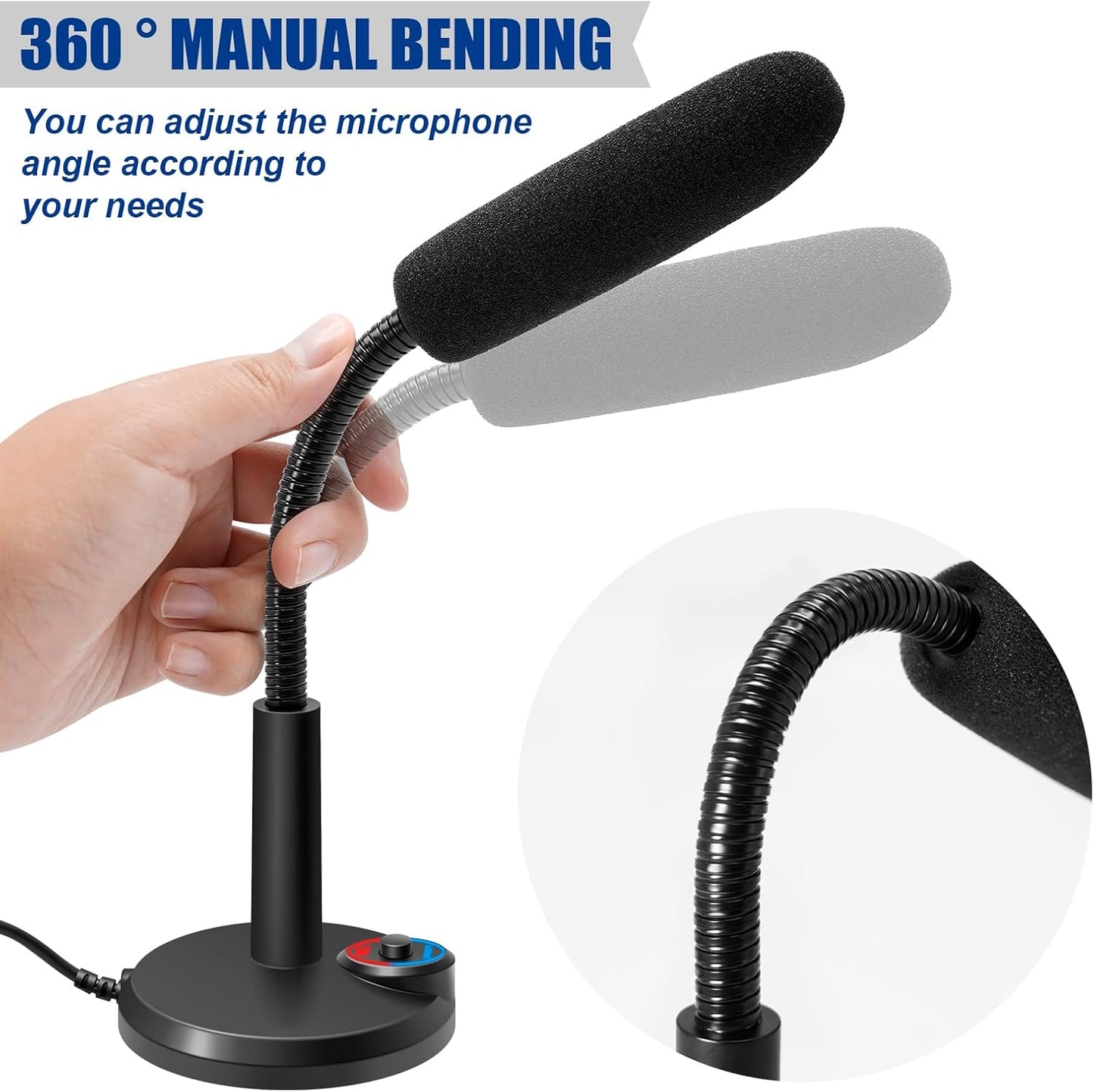 Futurtecer PS5, (1.5m RGB USB Condenser Microphone, Plug & Play Desktop PC Mic with Mute Button, Flexible Gooseneck