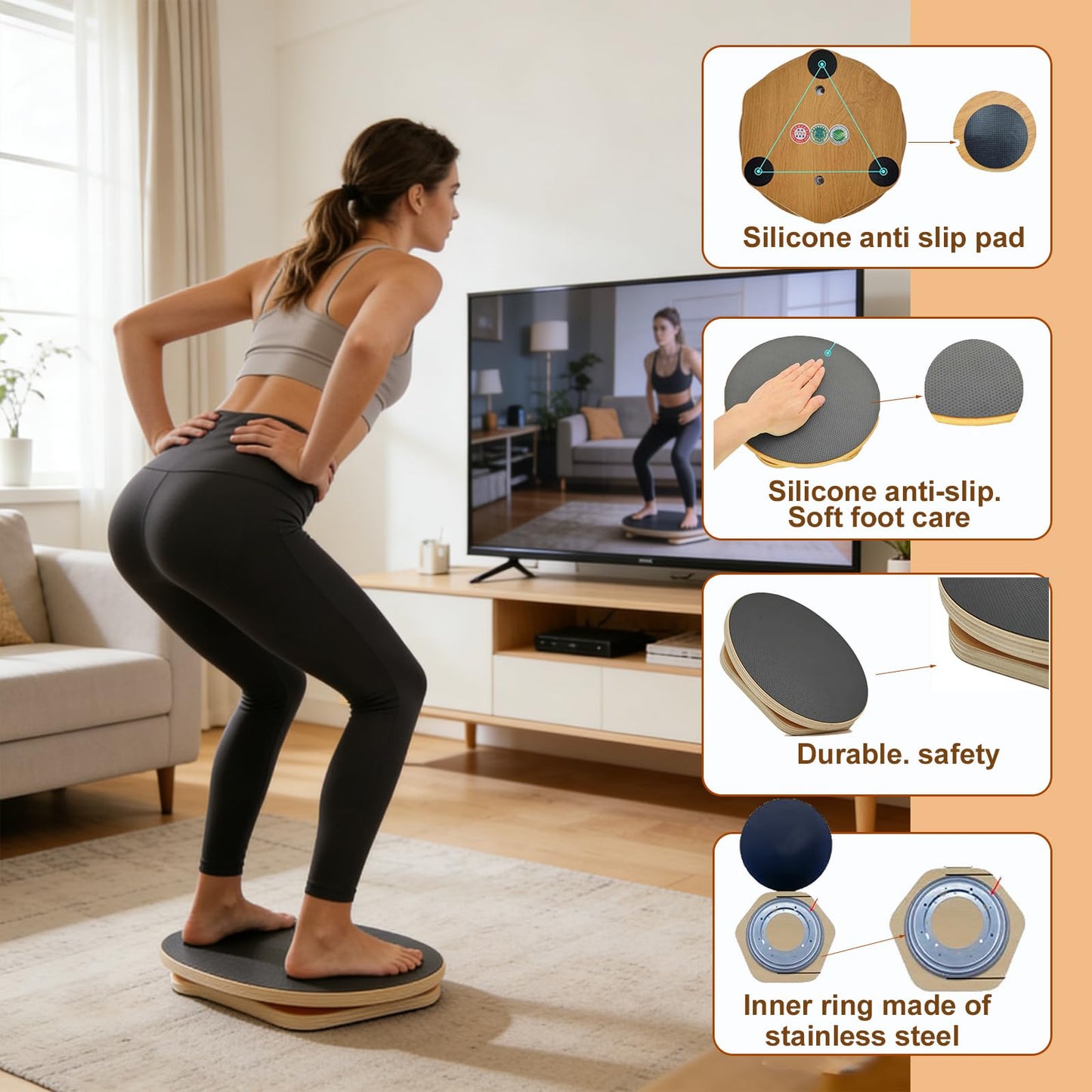 Mirotuz Ab Twister Board for Exercise,12 inch Waist Twisting Disc,Wood Waist Twisting Disc,Full Body Toning Workout,for Slimming and Strengthening Abdominal & Stomach Exercise Equipment