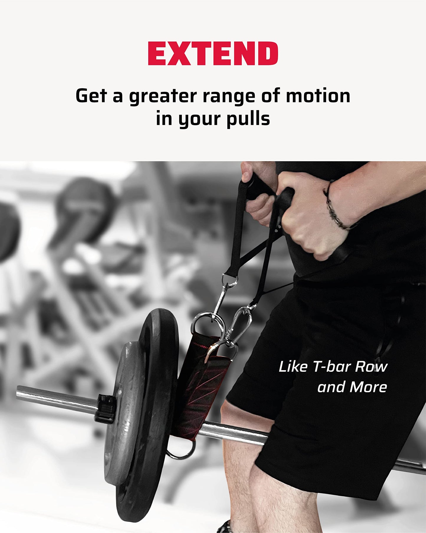 THEFITGUY Gym Multifunctional Extension Strap (Single) - for Cable Attachments, Pulley Machines, Rows - Add New Exercises and Grips to Your Workout, Heavy Duty, 5 Lengths Options