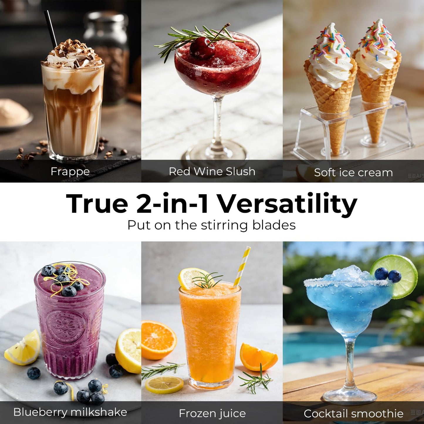 Canoly 2-in-1 Slushie & Soft Ice Cream Maker, 92oz Slushy Machine for Home, 6 Preset, Real-Time Temp Display, Auto-Clean, Frozen Margaritas Smoothie, Frappes, Milkshakes, Black