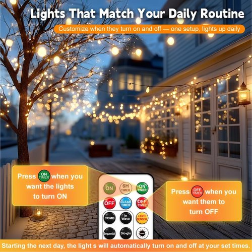 HXWEIYE Rechargeable Fairy Lights - 33ft 100LED Twinkle String Lights with Remote & Timer | Waterproof Outdoor Decor