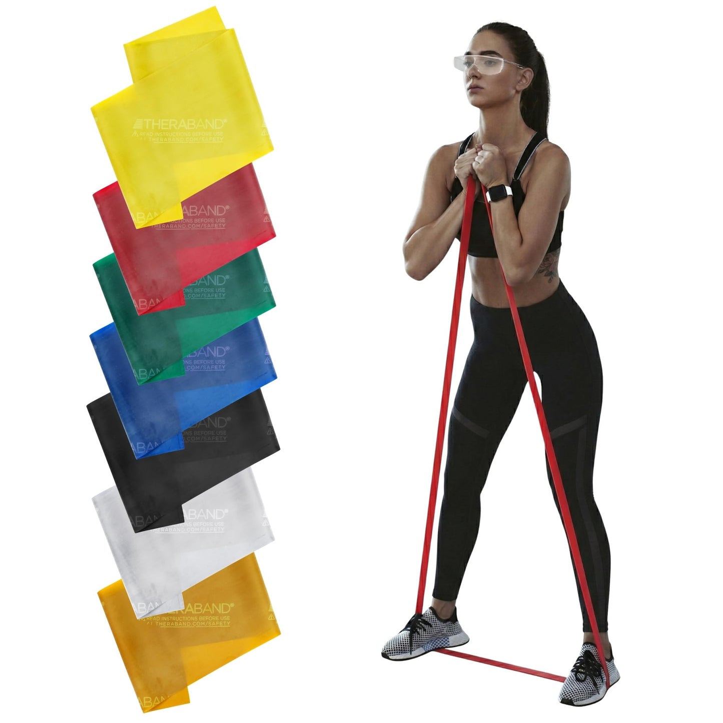 THERABAND Professional Resistance Bands Set, 7 Pack 6 ft Exercise Bands for Working Out, Stretch Bands for Physical Therapy, Pilates & Full Body Workout, Levels 1–7