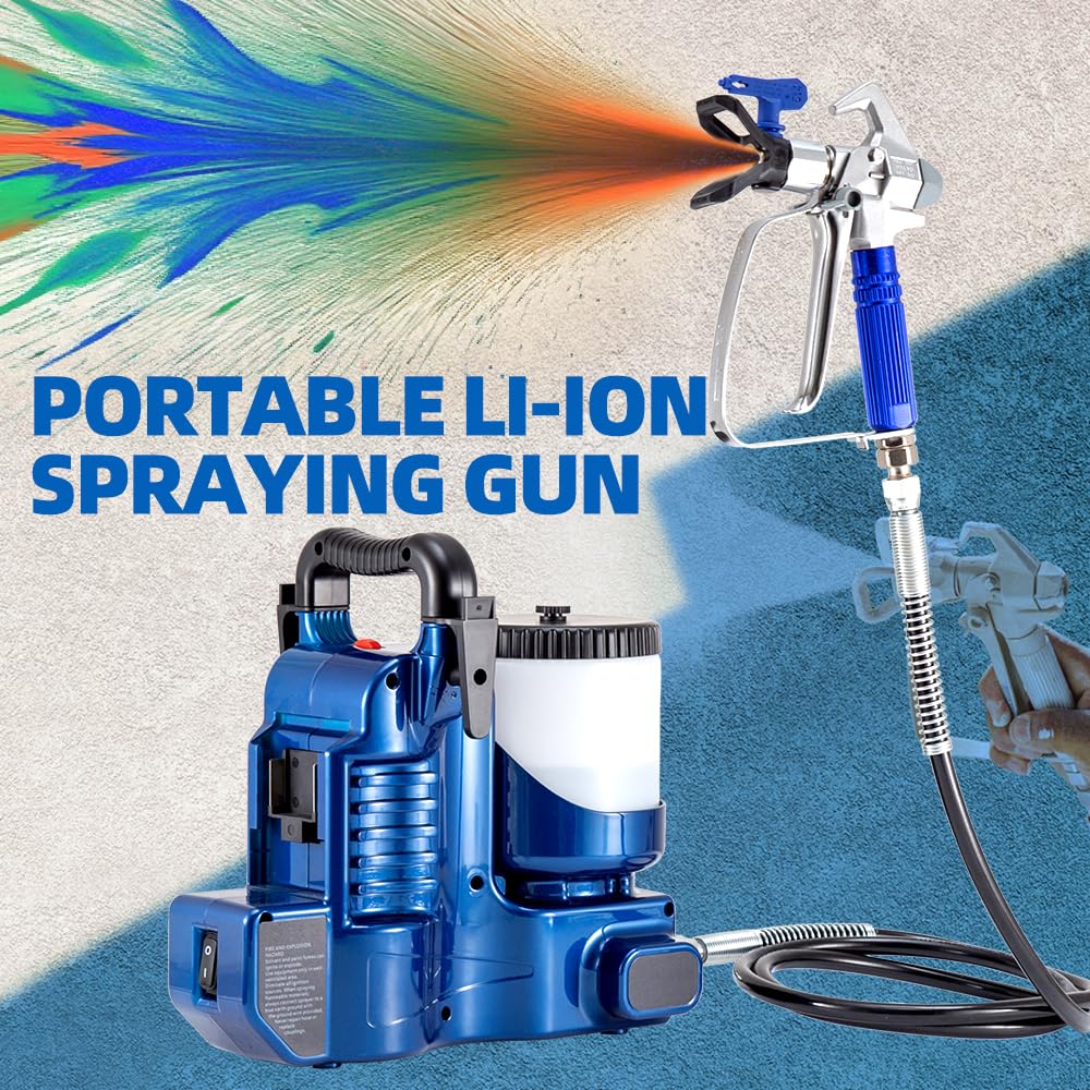 Cordless Paint Spraying Gun, Quickly Shot Spraying Compatible with Makita 18V Battery, Spraying Paint Gun with 70inch Adjustable Hose for 360° Full & High Reaching Paint (Batteries Included, Blue)