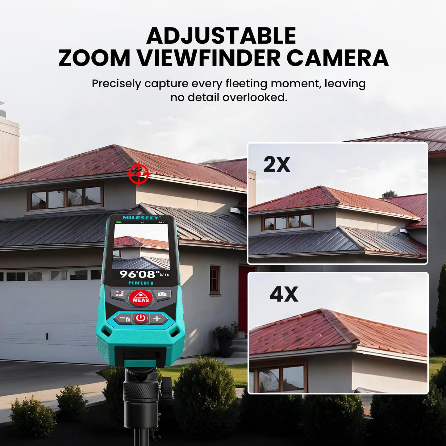 MILESEEY Outdoor Laser Measuring Tool, 985ft Professional Laser Distance Meter for Construction, 4X HD Zoom & 3" Backlit Display, Point-to-Point Technology for Large Outdoor Projects