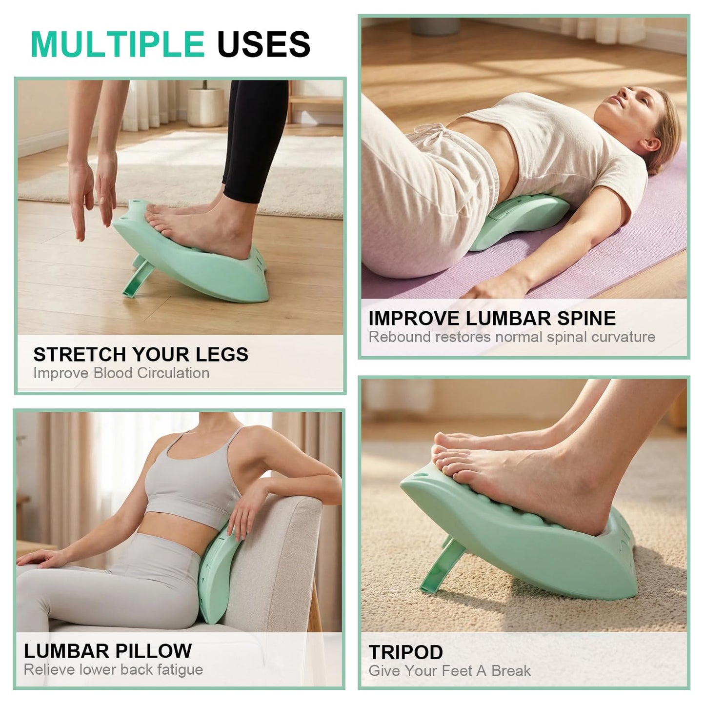 NuuGym Calf Stretch Board & Back Stretcher – Adjustable Slant Board,Lumbar Pillow,and Foot Rest 4-in-1 for Deep Muscle Relief,Post-Workout Recovery and Injury Prevention