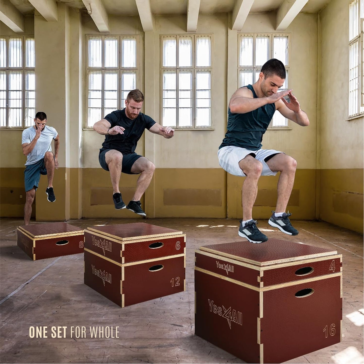 Yes4All Stackable Wooden Plyo Box, Plyometric Box with Anti-Slip Surface for Home Gym & Outdoor Workout - Red - 16"