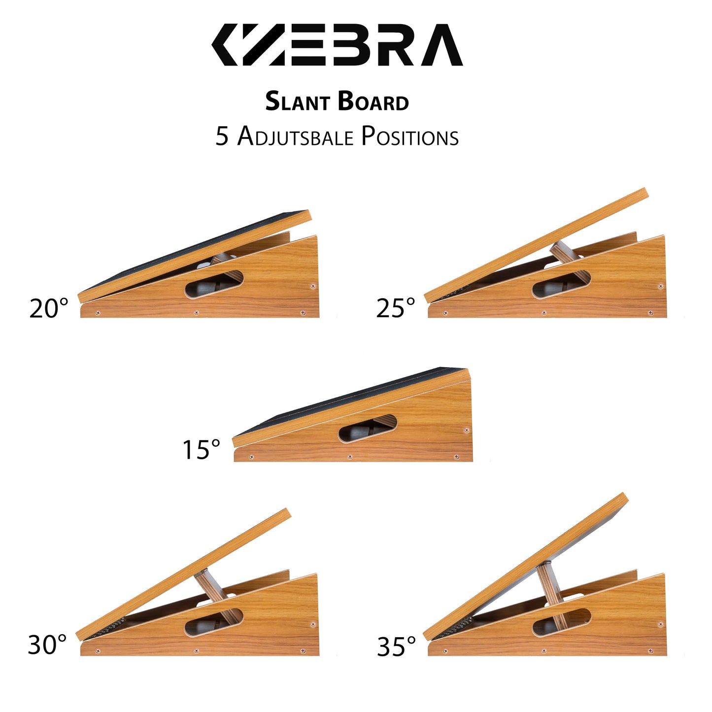 Professional Wooden Slant Board, 5 Positions Adjustable Slant Board for Calf Stretching Squats Incline Board and Calf Stretcher, Slant Squat Board for Knees Ankle Heel Feet Leg