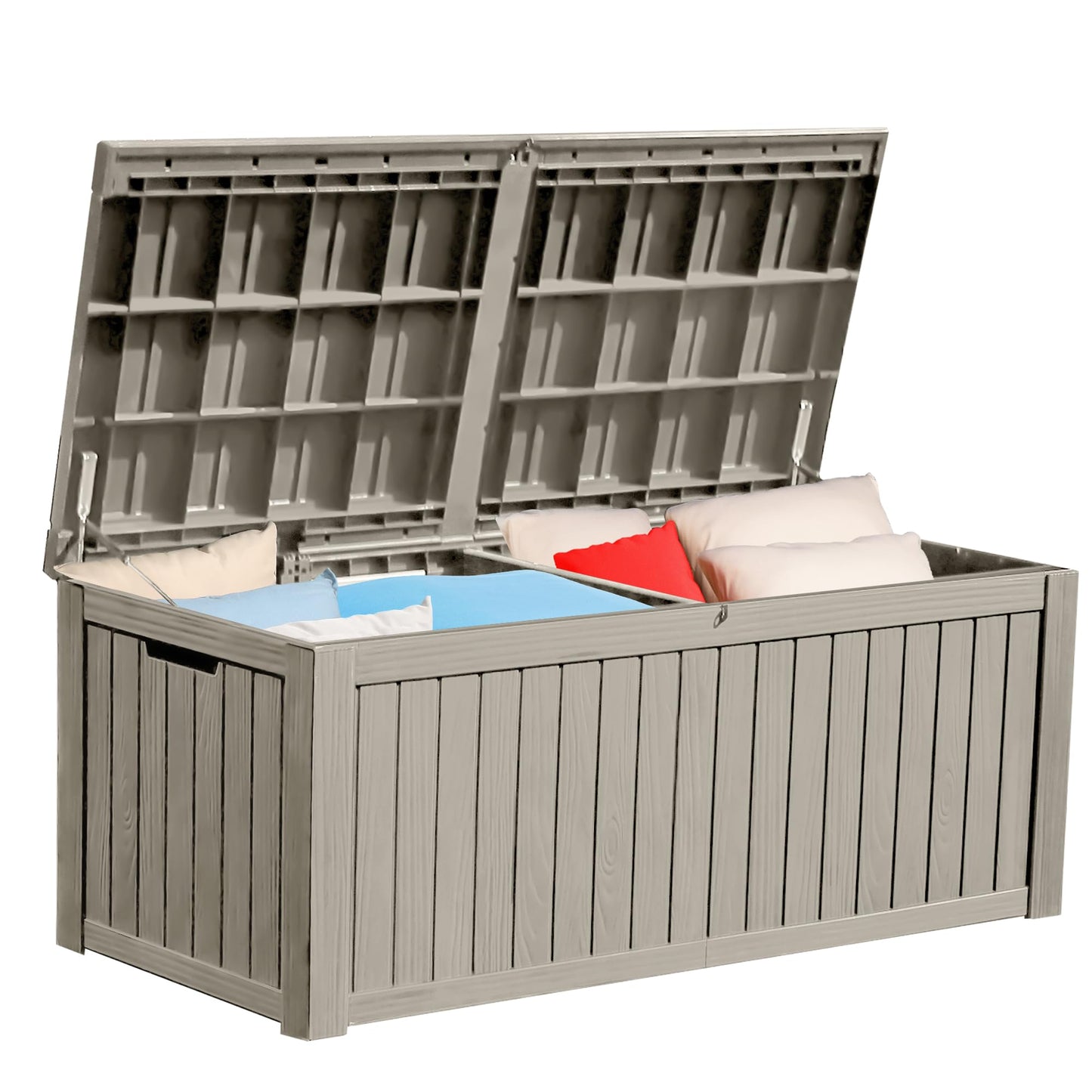 YITAHOME 180 Gallon Large Outdoor Storage XL Deck Box w/Divider for Patio Furniture,Outdoor Cushions, Garden Tools, Sports Equipment and Pool Supplies, Waterproof, Resin, Lockable, Taupe