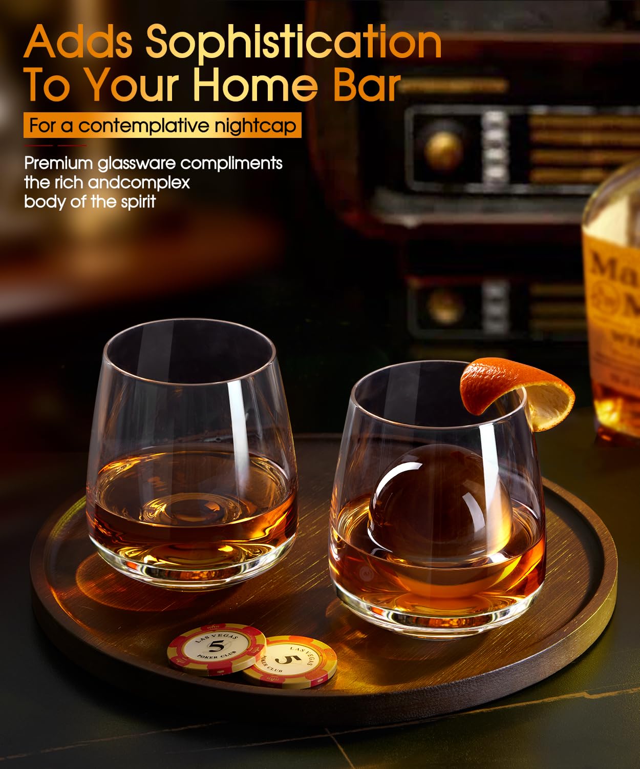 Potdoctor Whiskey Glasses Set of 6, 13.5oz Premium Lead-Free Crystal rocks Glass,Unique Gifts for Men Women, Bourbon Scotch Cocktails Drink Rum Cognac Vodka Liquor