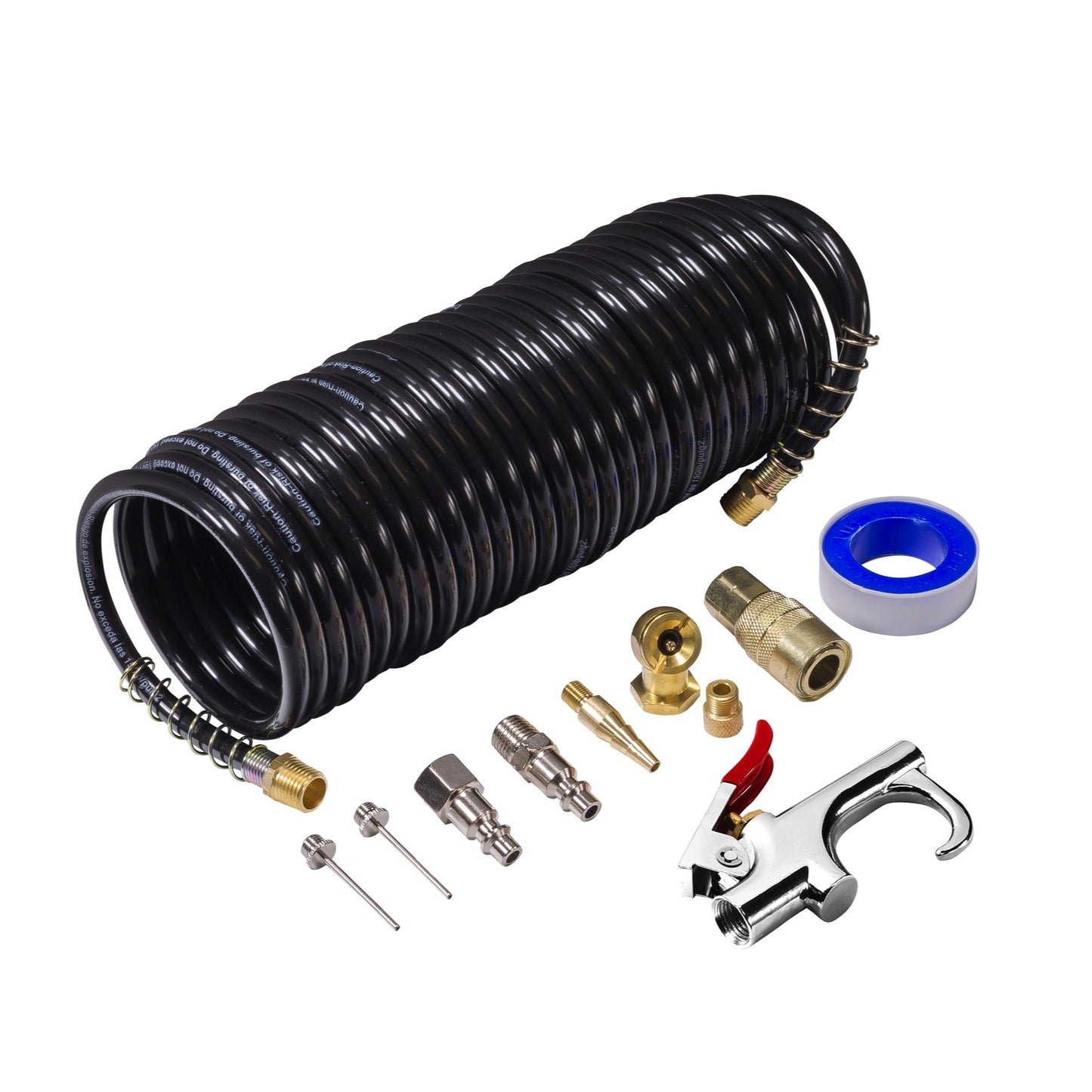 Powerbuilt 3 Gallon Air Compressor – 125 PSI, Oil-Free, Quiet Hot Dog Style – Includes 25 Ft. Air Hose & 10-Piece Accessory Kit – 240039