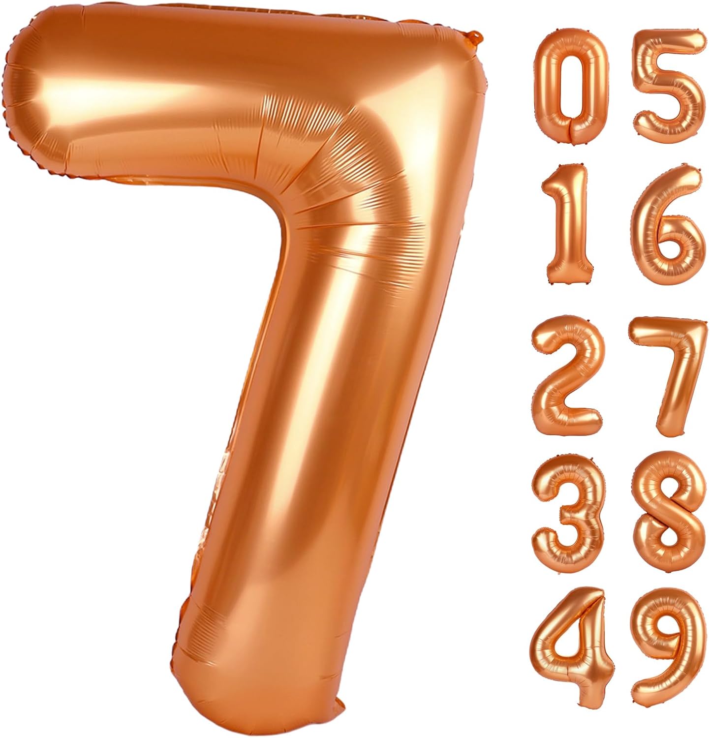 Orange 7 Balloon - 40 Inch Number Balloon for 7th Birthday Party Decorations